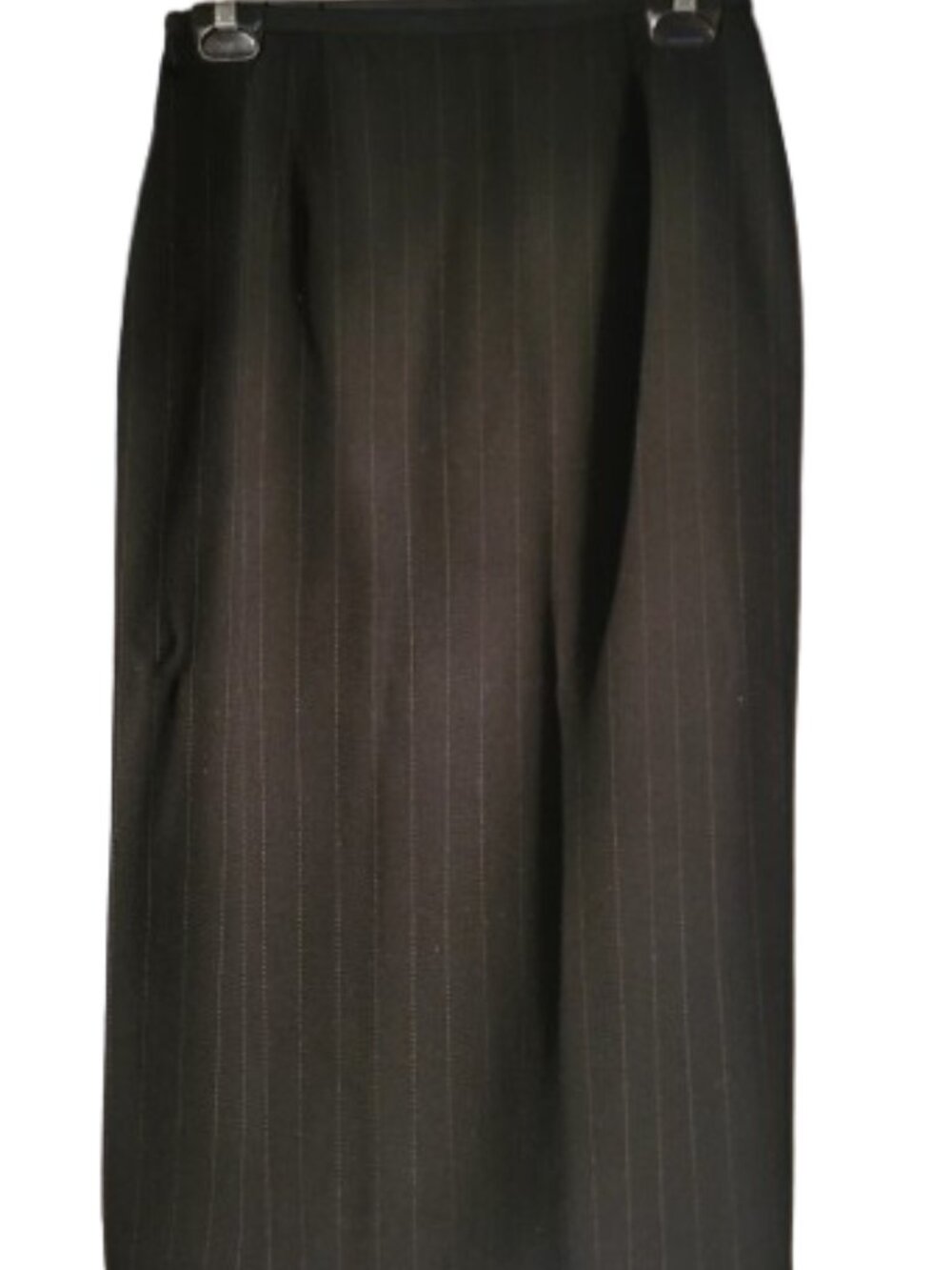 Ralph Lauren Wool Lined Black Pinstriped Midi Skirt Size 6
